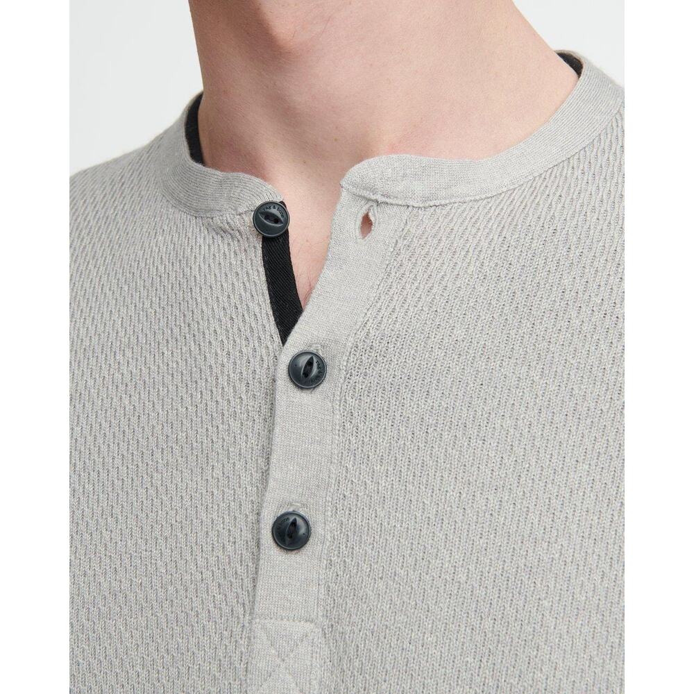 Rag & Bone Gray Davis Henley Size XL 3 button long sleeve thermal shirt  New - Picture 3 of 3